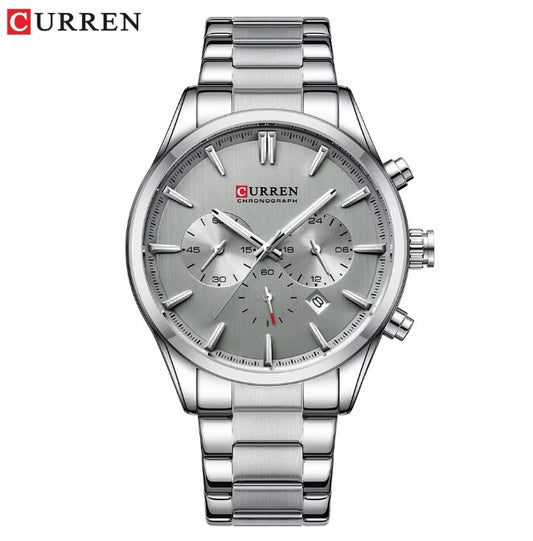CURREN Watch for Men 8446 Quartz Stainless Strap Six Needle Chronograph Sport Small Three Needle Waterproof Luminous Men Watch