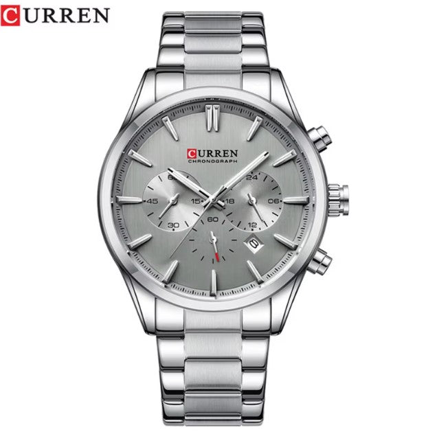 CURREN Watch for Men 8446 Quartz Stainless Strap Six Needle Chronograph Sport Small Three Needle Waterproof Luminous Men Watch