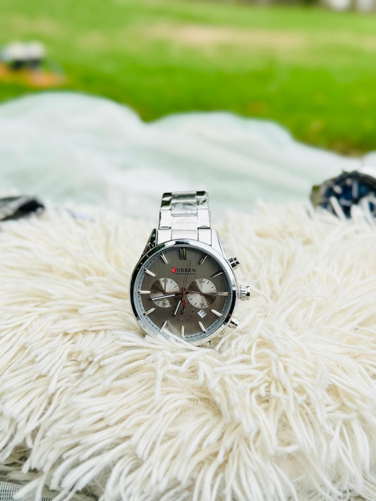 CURREN Watch for Men 8446 Quartz Stainless Strap Six Needle Chronograph Sport Small Three Needle Waterproof Luminous Men Watch