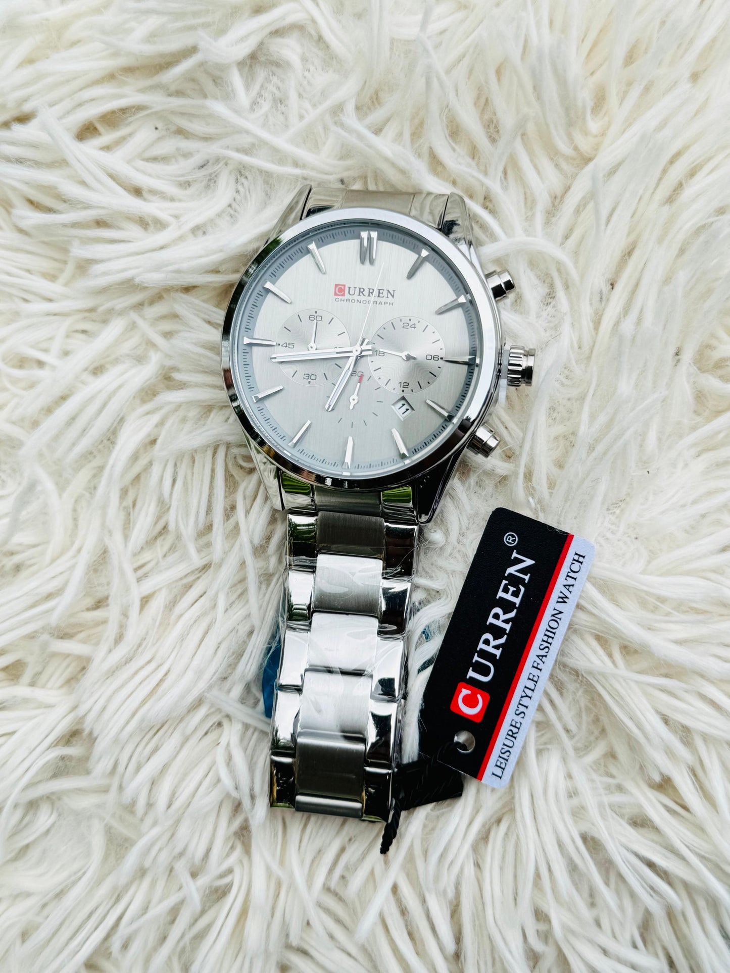 CURREN Watch for Men 8446 Quartz Stainless Strap Six Needle Chronograph Sport Small Three Needle Waterproof Luminous Men Watch