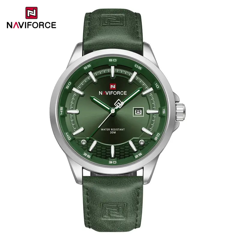 NAVIFORCE New Leather Strap Glow-In-The-Dark Quartz Watch Men&Women&Apos;S Casual Sports Watch