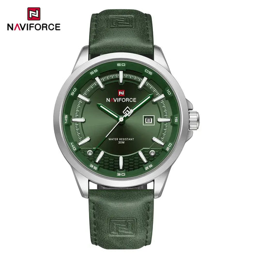 NAVIFORCE New Leather Strap Glow-In-The-Dark Quartz Watch Men&Women&Apos;S Casual Sports Watch