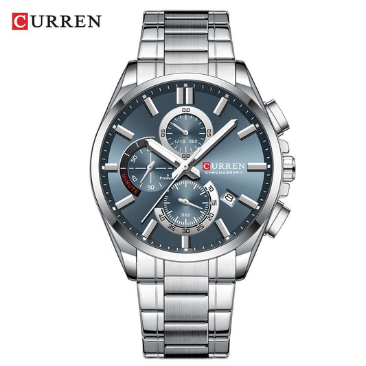 CURREN 8475 Men's Luxury Six-Hand Multi-Function Watch Large Dial Waterproof Stainless Steel Band Quartz Movement Man Wristwatch