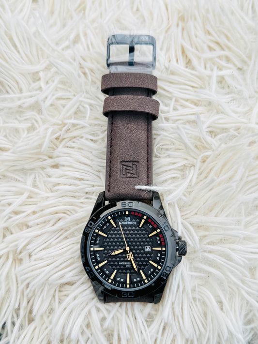 NAVIFORCE Watch with Genuine Leather Strap, Waterproof Dial, Youthful and Stylish Wristwatch