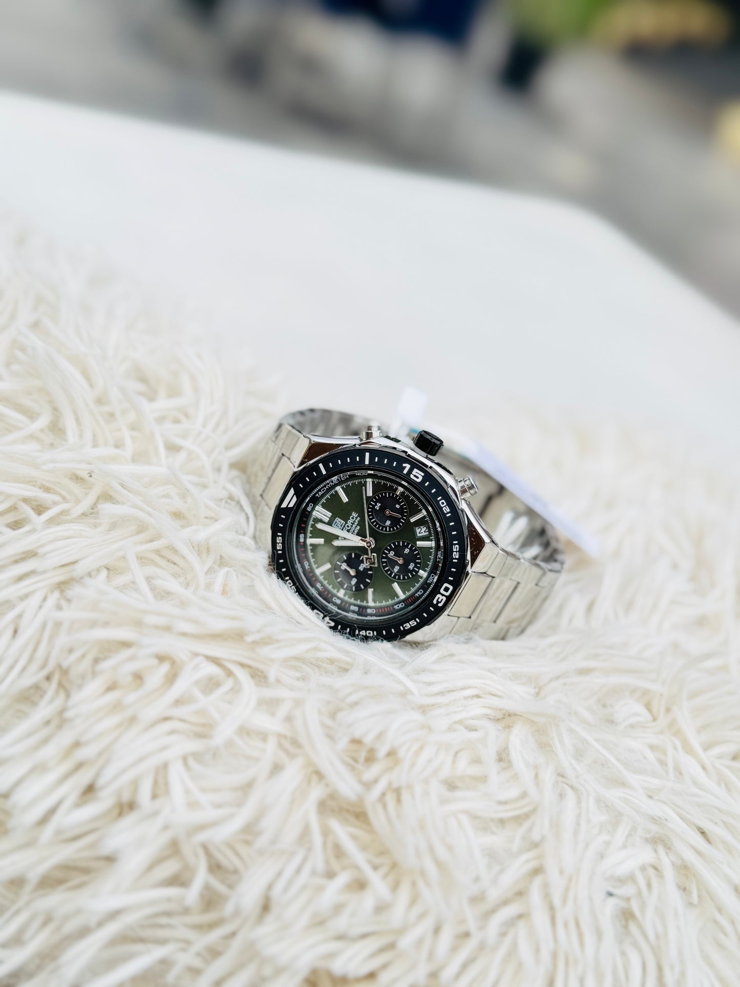 NAVIFORCE 8049 SGNS Green Custom Logo Quartz Watch for Men Chronograph Luminous Hand Male Wrist Watch Small Three Needle Clock