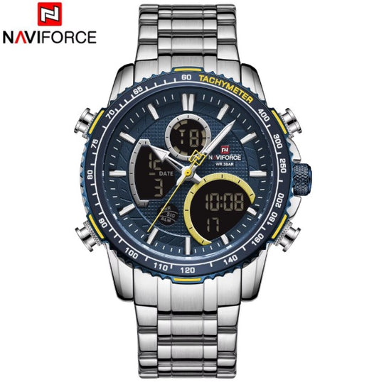 High Quality NAVIFORCE 9182 Luminous Men Watch Dual Display Chronograph Male Quartz Wristwatch Date Men Clock Relogio Masculino