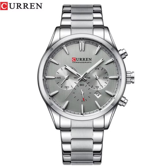 CURREN Watch for Men 8446 Quartz Stainless Strap Six Needle Chronograph Sport Small Three Needle Waterproof Luminous Men Watch