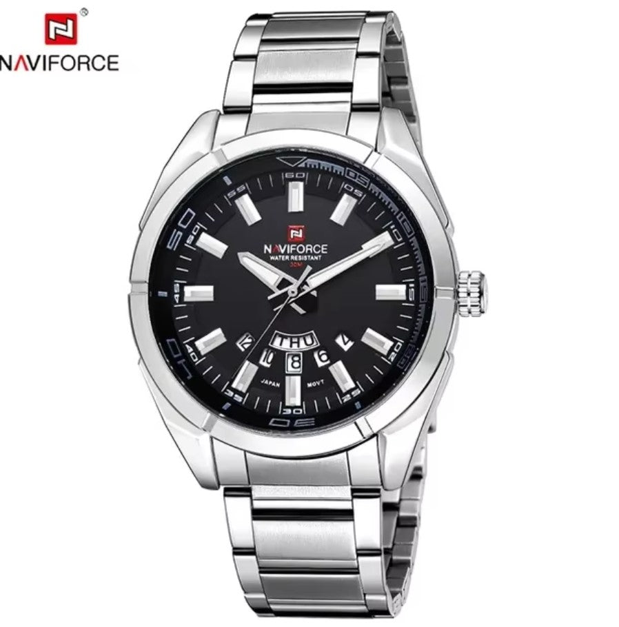 NAVIFORCE 9038 Men's Luxury Quartz Wristwatch Waterproof Stainless Steel Casual Business & Sport Style with 41mm Dial Diameter