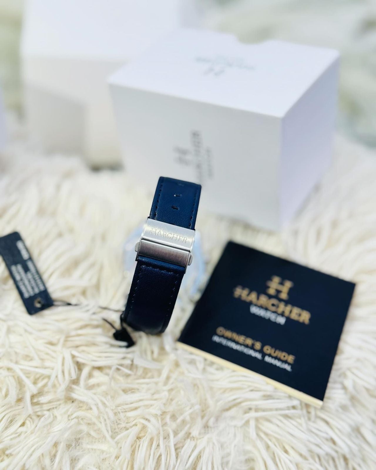 Harcher Elegant Men's Quartz Watch with Chronograph - Waterproof, Faux Leather Strap, Business Style